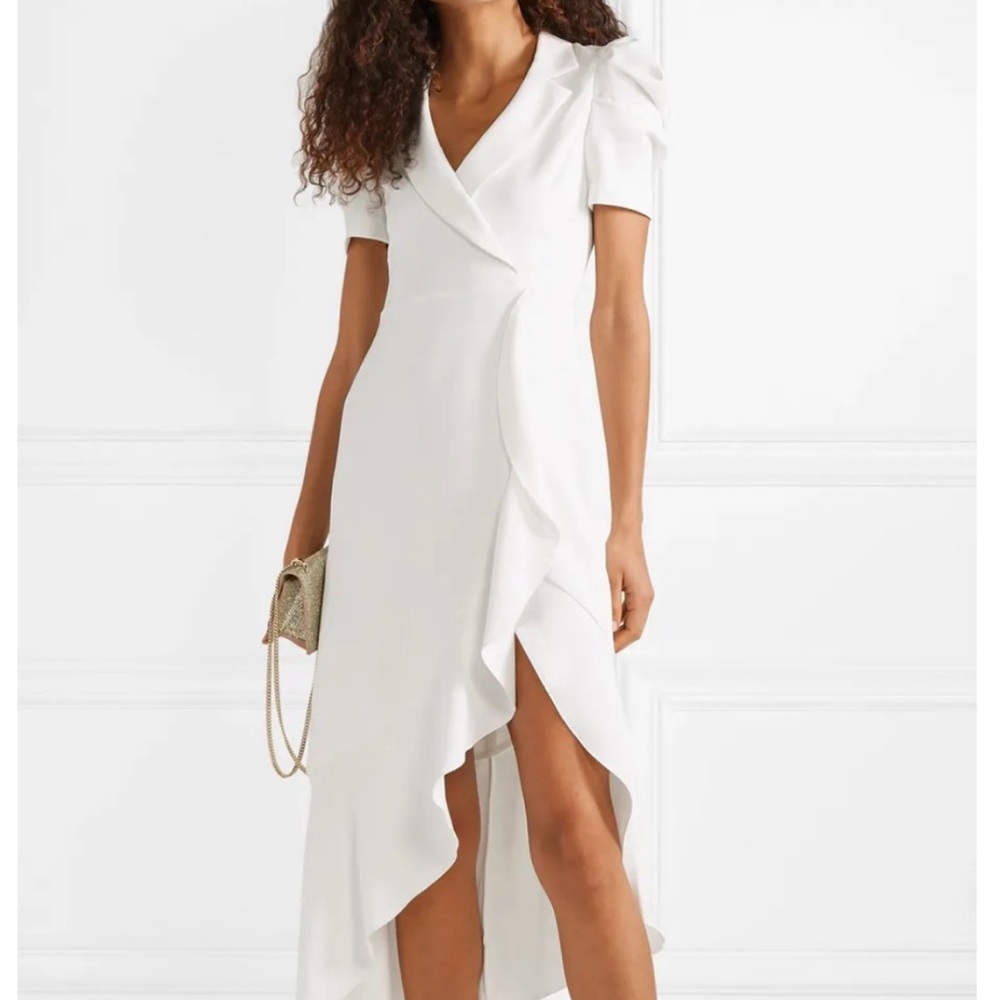Alice + Olivia Solaris Wrap-Effect Ruffled Crepe Dress